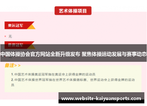 中国体操协会官方网站全新升级发布 聚焦体操运动发展与赛事动态